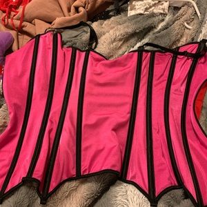 Pink and red reversible corset